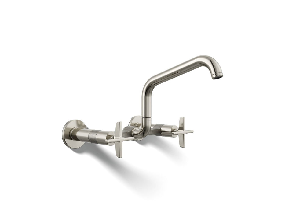 KOHLER K-28666-3 Billet Two-hole wall-mount bridge kitchen sink faucet