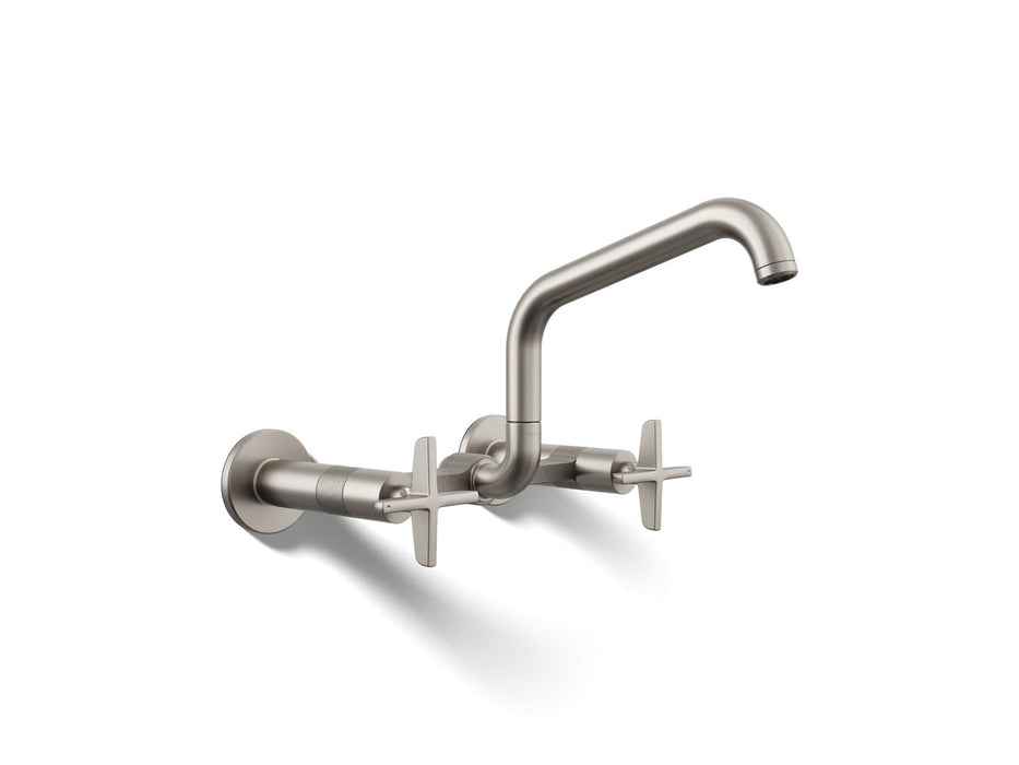 KOHLER K-28666-3 Billet Two-hole wall-mount bridge kitchen sink faucet