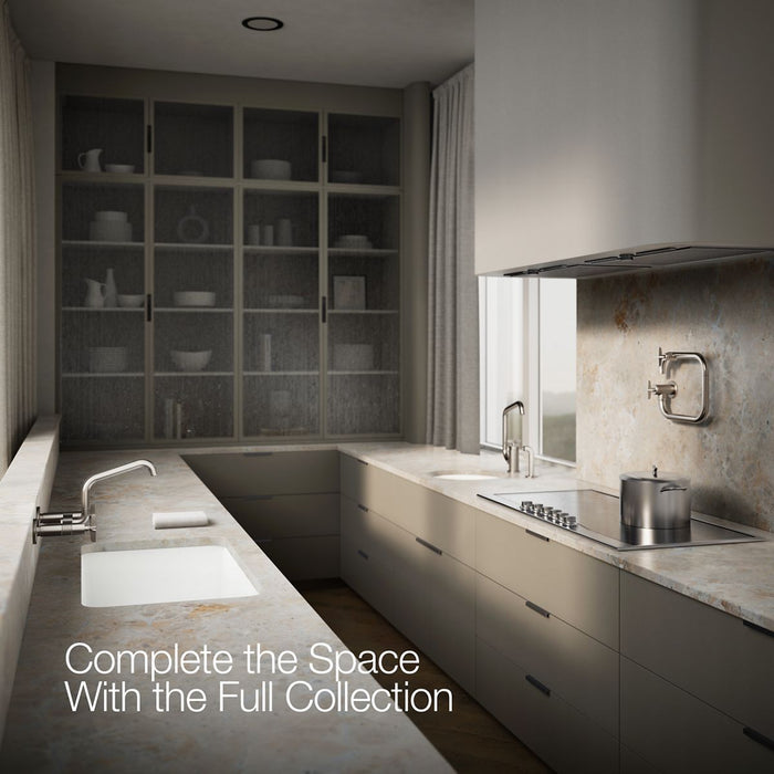 KOHLER K-28666-3 Billet Two-hole wall-mount bridge kitchen sink faucet