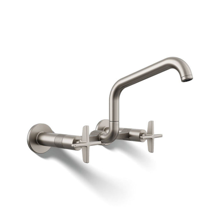 KOHLER K-28666-3 Billet Two-hole wall-mount bridge kitchen sink faucet