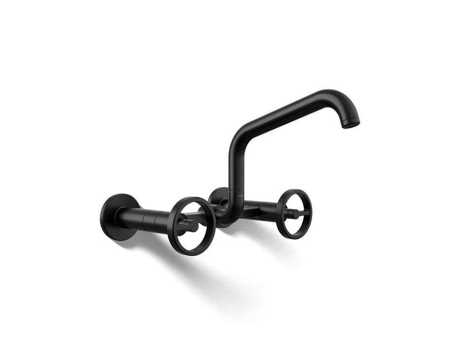 KOHLER K-28666-9 Billet Two-hole wall-mount bridge kitchen sink faucet