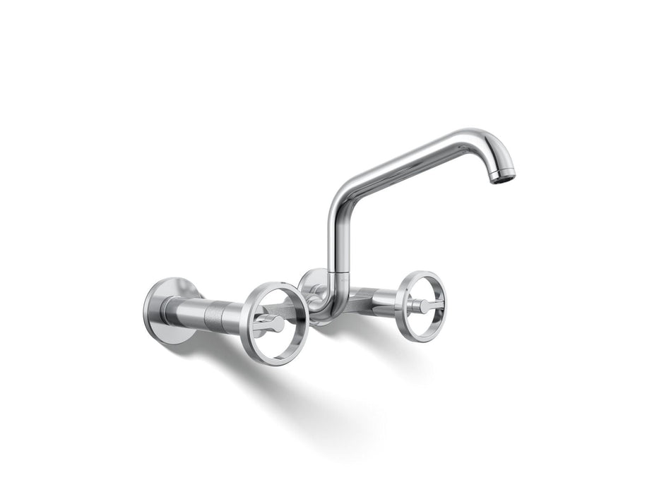 KOHLER K-28666-9 Billet Two-hole wall-mount bridge kitchen sink faucet