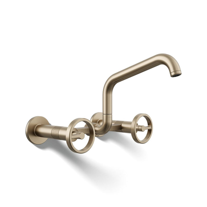KOHLER K-28666-9 Billet Two-hole wall-mount bridge kitchen sink faucet