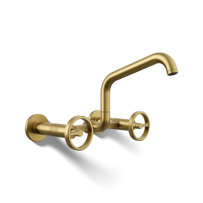 KOHLER K-28666-9 Billet Two-hole wall-mount bridge kitchen sink faucet