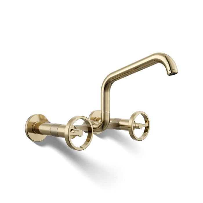KOHLER K-28666-9 Billet Two-hole wall-mount bridge kitchen sink faucet