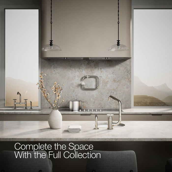 KOHLER K-28667-3 Billet Single-handle bar sink faucet with two-function extended-reach spout and side sprayer