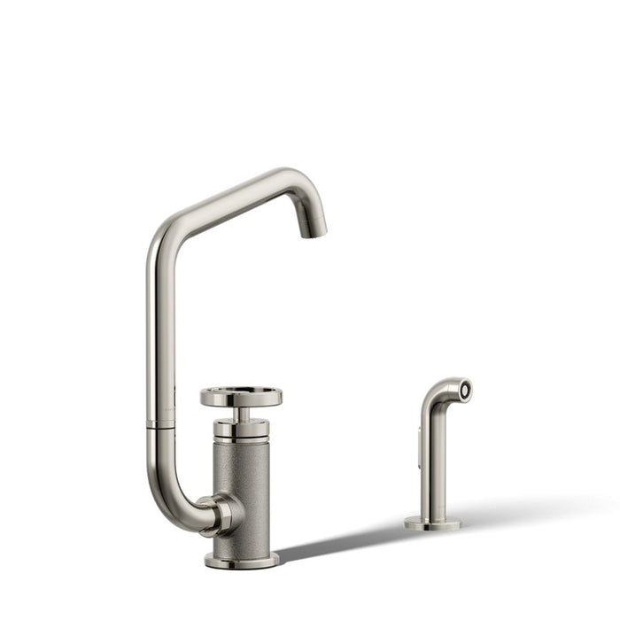 KOHLER K-28667-9 Billet Single-handle bar sink faucet with two-function extended-reach spout and side sprayer