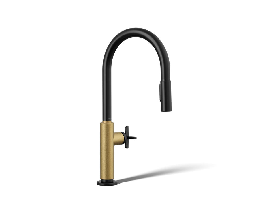 KOHLER K-28669-3 Billet Pull-down kitchen sink faucet with two-function sprayhead