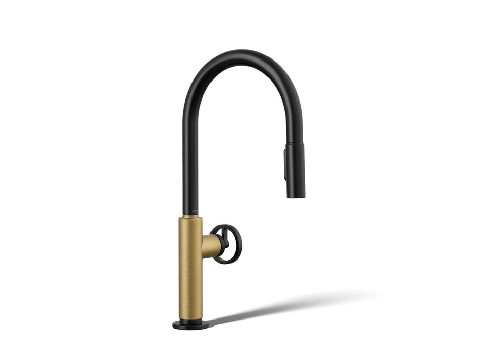 KOHLER K-28669-9 Billet Pull-down kitchen sink faucet with two-function sprayhead