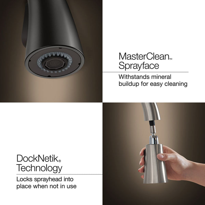 KOHLER K-28669-9 Billet Pull-down kitchen sink faucet with two-function sprayhead