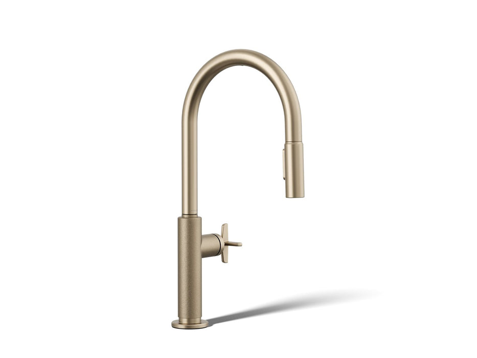 KOHLER K-28670-3RT2 Billet Touchless pull-down kitchen sink faucet with two-function sprayhead