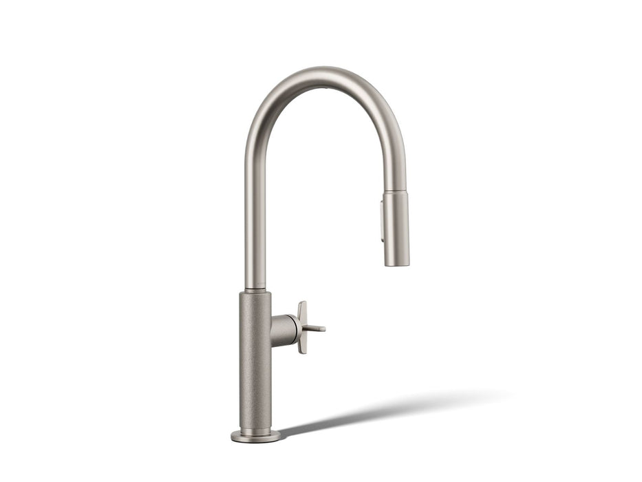 KOHLER K-28670-3RT2 Billet Touchless pull-down kitchen sink faucet with two-function sprayhead