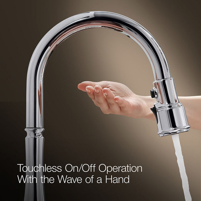 KOHLER K-28670-9RT2 Billet Touchless pull-down kitchen sink faucet with two-function sprayhead