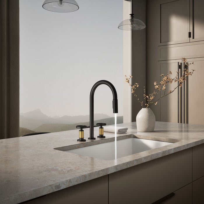 KOHLER K-28671-9 Billet Pull-down kitchen sink faucet with two-function sprayhead