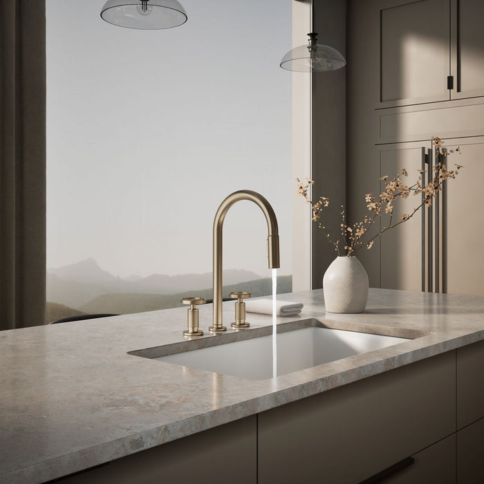 KOHLER K-28671-9 Billet Pull-down kitchen sink faucet with two-function sprayhead