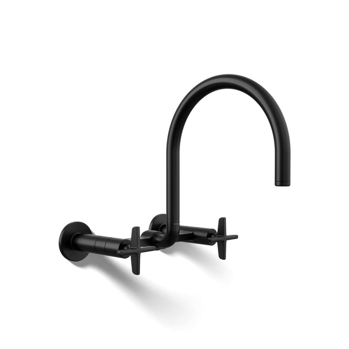 KOHLER K-28672-3 Billet Two-hole wall-mount bridge kitchen sink faucet