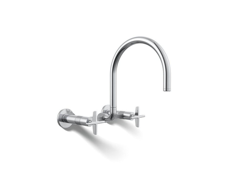 KOHLER K-28672-3 Billet Two-hole wall-mount bridge kitchen sink faucet
