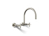 KOHLER K-28672-3 Billet Two-hole wall-mount bridge kitchen sink faucet, vibrant polished nickel