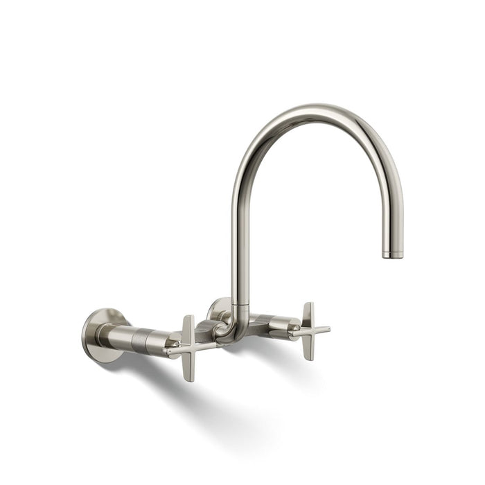 KOHLER K-28672-3 Billet Two-hole wall-mount bridge kitchen sink faucet, vibrant polished nickel - view 5