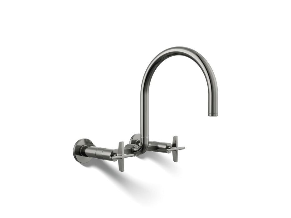 KOHLER K-28672-3 Billet Two-hole wall-mount bridge kitchen sink faucet