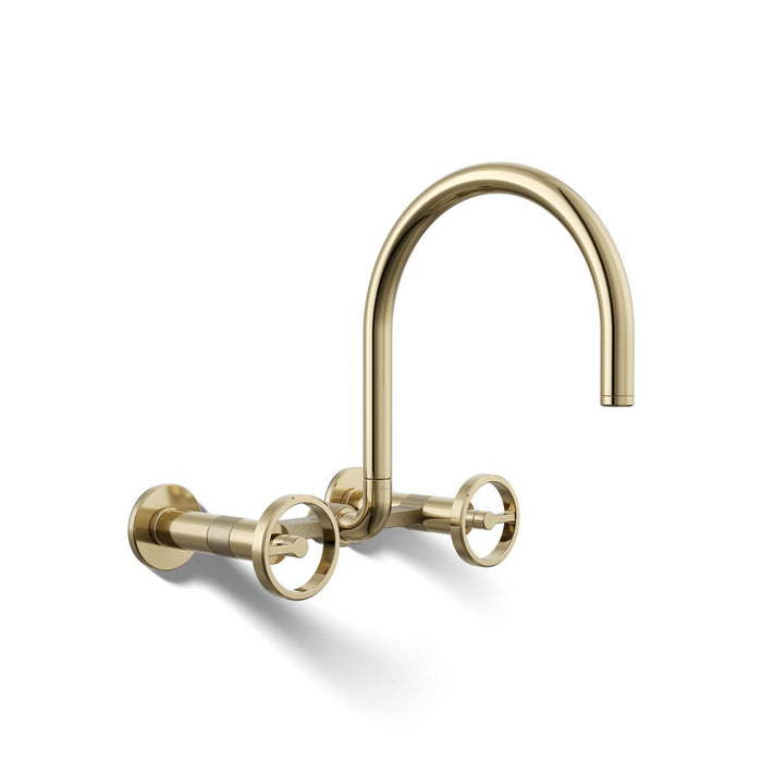 KOHLER K-28672-9 Billet Two-hole wall-mount bridge kitchen sink faucet