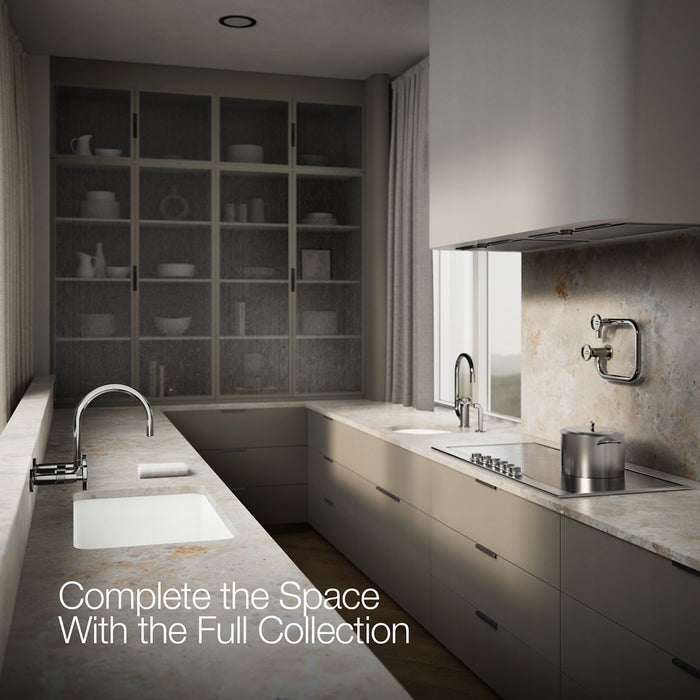 KOHLER K-28672-9 Billet Two-hole wall-mount bridge kitchen sink faucet, vibrant titanium - view 4