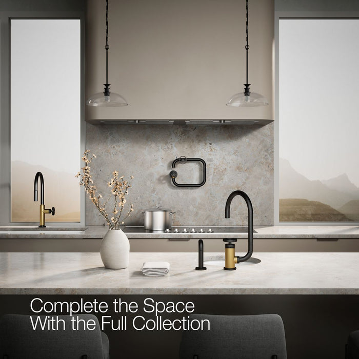 KOHLER K-28675-9 Billet Single-handle bar sink faucet with two-function extended-reach spout and side sprayer