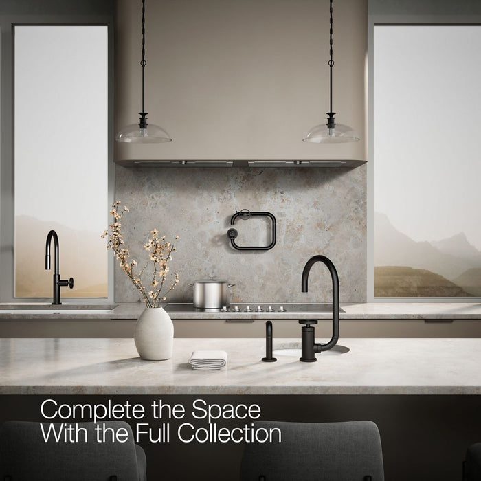 KOHLER K-28675-9 Billet Single-handle bar sink faucet with two-function extended-reach spout and side sprayer