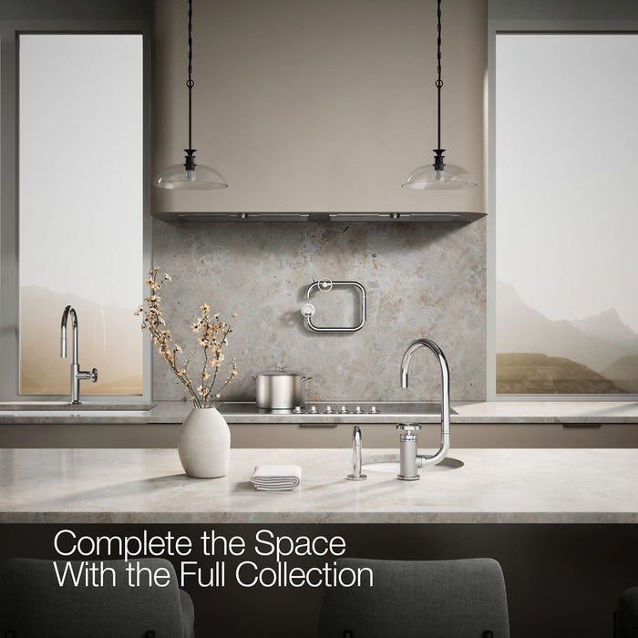 KOHLER K-28675-9 Billet Single-handle bar sink faucet with two-function extended-reach spout and side sprayer