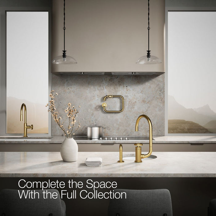KOHLER K-28675-9 Billet Single-handle bar sink faucet with two-function extended-reach spout and side sprayer