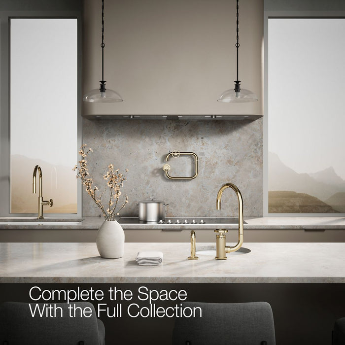 KOHLER K-28675-9 Billet Single-handle bar sink faucet with two-function extended-reach spout and side sprayer