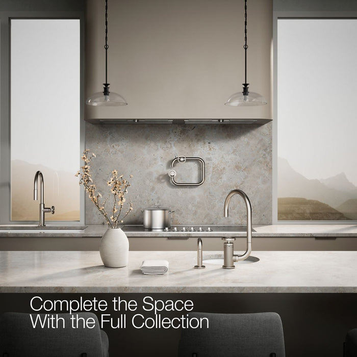 KOHLER K-28675-9 Billet Single-handle bar sink faucet with two-function extended-reach spout and side sprayer