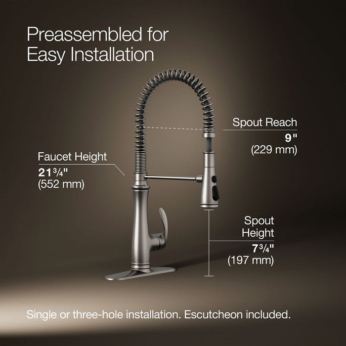KOHLER K-29106 Bellera Semi-professional kitchen sink faucet with three-function sprayhead