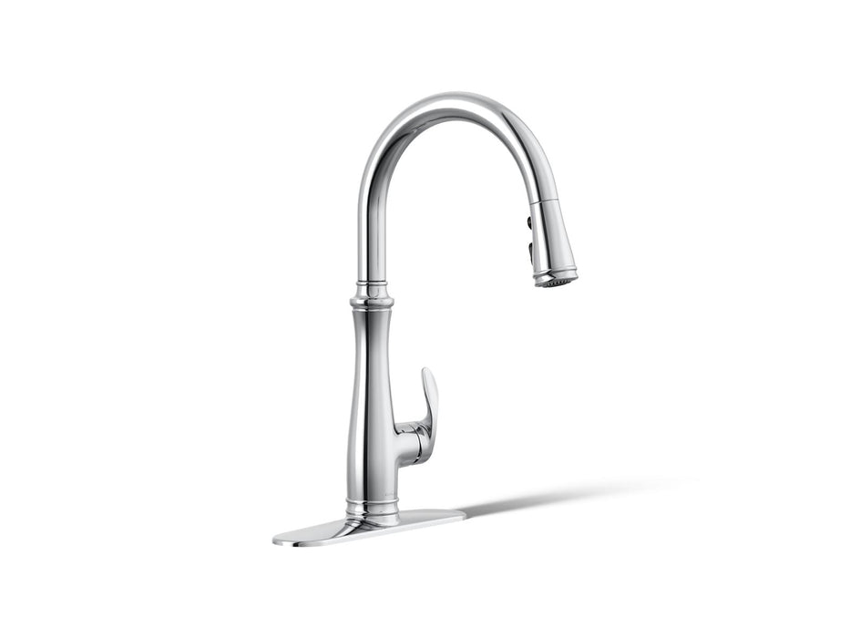 KOHLER K-29108 Bellera Touchless pull-down kitchen sink faucet with three-function sprayhead