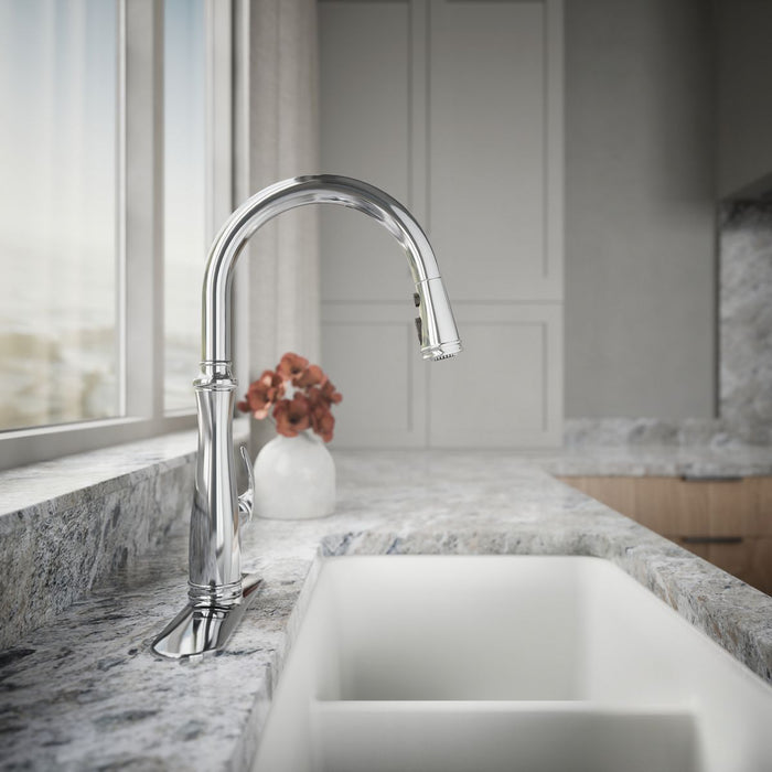 KOHLER K-29108 Bellera Touchless pull-down kitchen sink faucet with three-function sprayhead