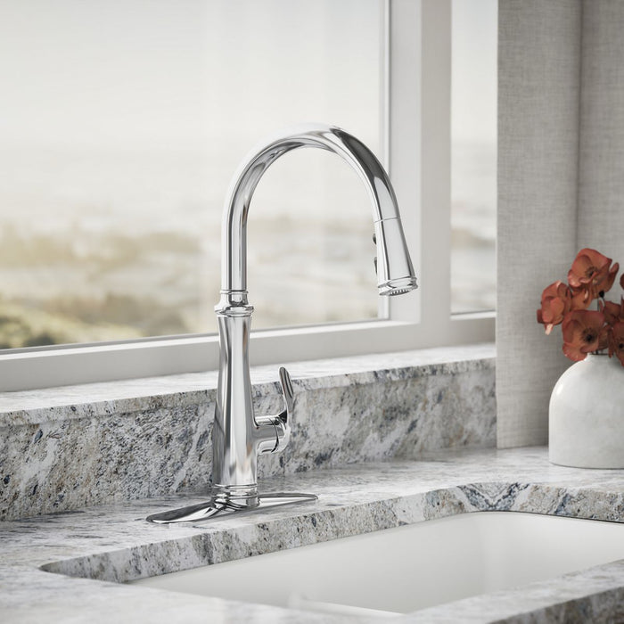 KOHLER K-29108 Bellera Touchless pull-down kitchen sink faucet with three-function sprayhead