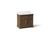 KOHLER K-29261-BD1 Charlemont 36" bathroom vanity cabinet with sink and quartz top, draper oak