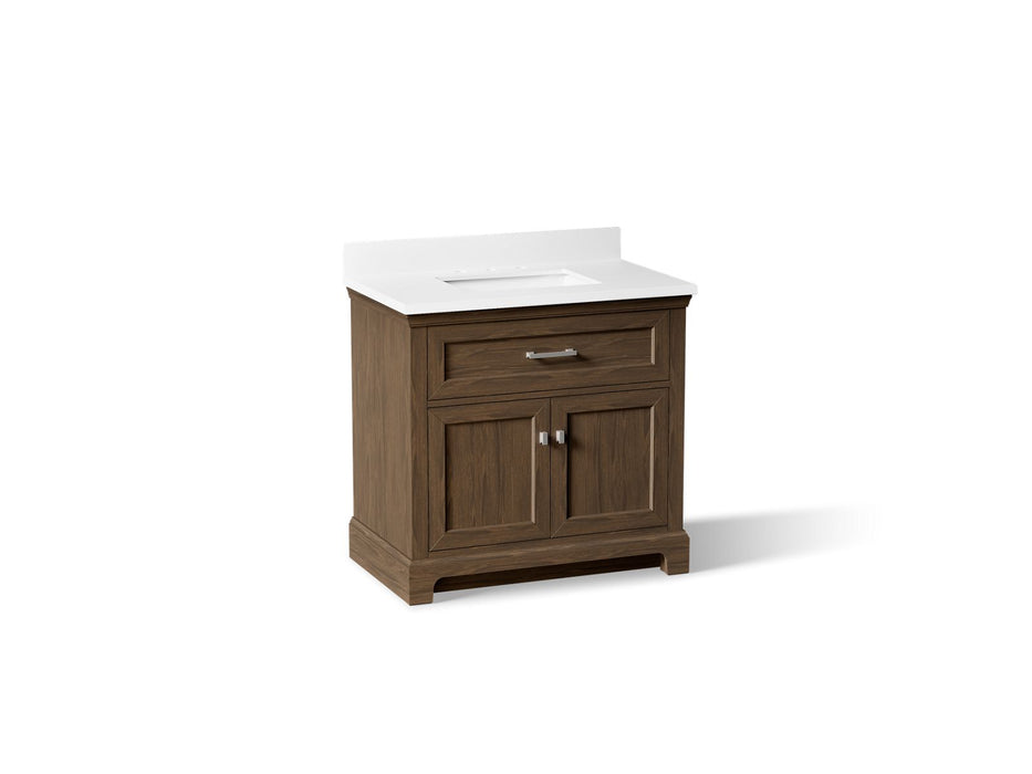 KOHLER K-29261-BD1 Charlemont 36" bathroom vanity cabinet with sink and quartz top, draper oak - view 2