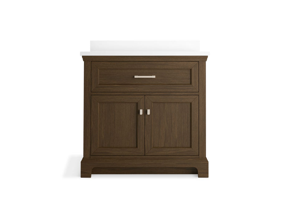 KOHLER K-29261-BD1 Charlemont 36" bathroom vanity cabinet with sink and quartz top, draper oak - view 3