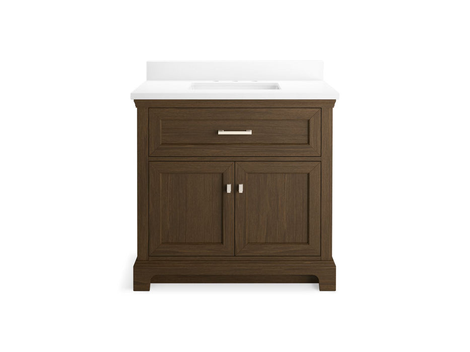 KOHLER K-29261-BD1 Charlemont 36" bathroom vanity cabinet with sink and quartz top, draper oak - view 4