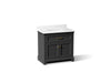 KOHLER K-29261-BD1 Charlemont 36" bathroom vanity cabinet with sink and quartz top, ferrous grey