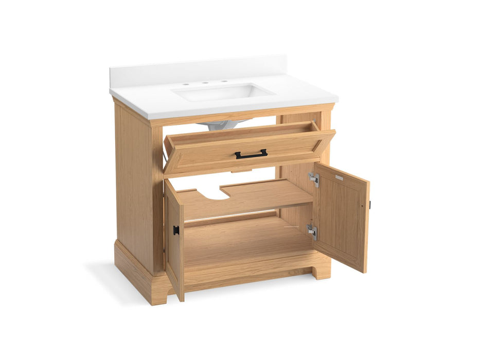 KOHLER K-29261-BD1 Charlemont 36" bathroom vanity cabinet with sink and quartz top, light oak - view 3