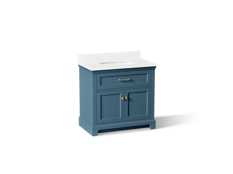 KOHLER K-29261-BD1 Charlemont 36" bathroom vanity cabinet with sink and quartz top, tidal blue - view 2