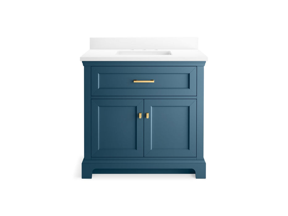 KOHLER K-29261-BD1 Charlemont 36" bathroom vanity cabinet with sink and quartz top, tidal blue - view 5