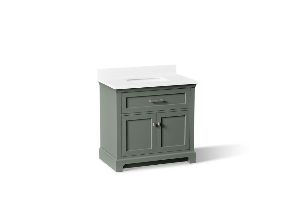 KOHLER K-29261-BD1 Charlemont 36" bathroom vanity cabinet with sink and quartz top, umbral green