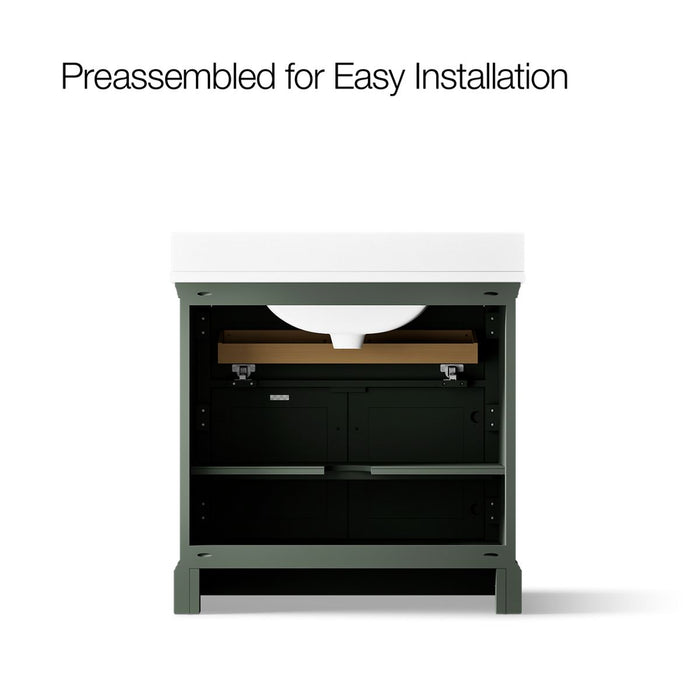 KOHLER K-29261-BD1 Charlemont 36" bathroom vanity cabinet with sink and quartz top, umbral green - view 4