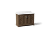 KOHLER K-29262-BD1 Charlemont 48" bathroom vanity cabinet with sink and quartz top, draper oak