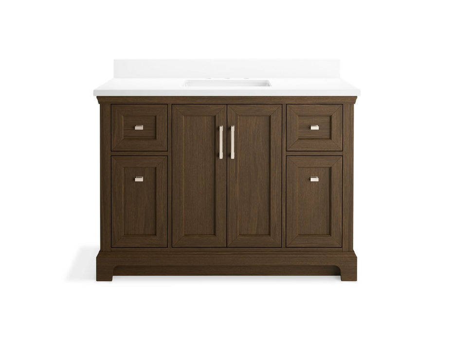 KOHLER K-29262-BD1 Charlemont 48" bathroom vanity cabinet with sink and quartz top, draper oak - view 3