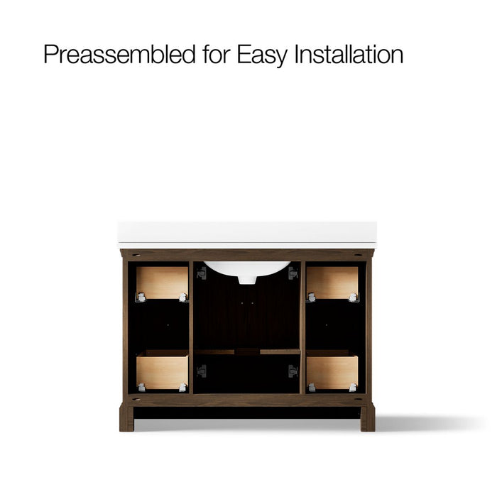 KOHLER K-29262-BD1 Charlemont 48" bathroom vanity cabinet with sink and quartz top, draper oak - view 5