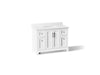KOHLER K-29262-BD1 Charlemont 48" bathroom vanity cabinet with sink and quartz top, white